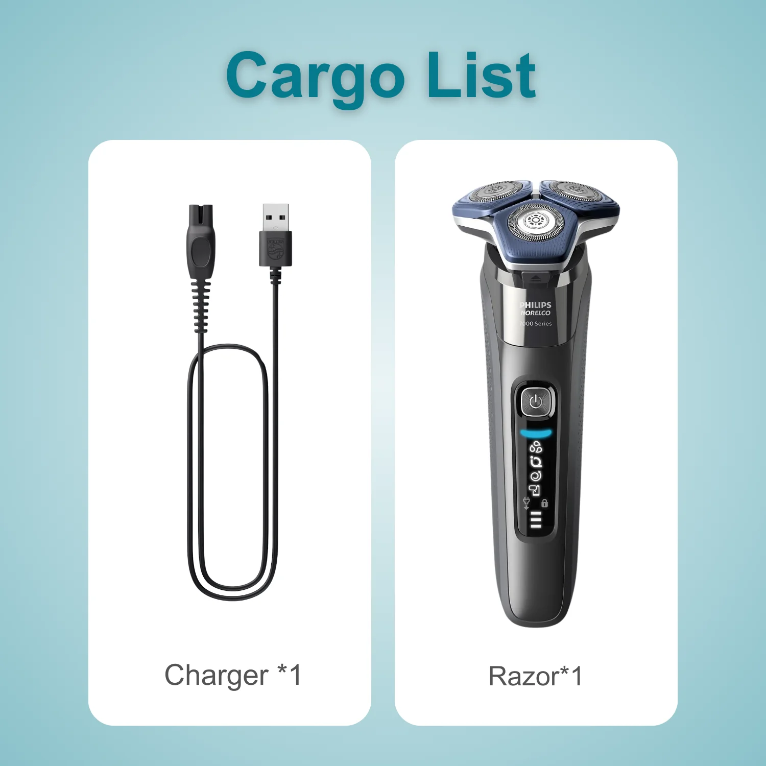 Philips Norelco Razor Shaver 7000 series S7887, nano SkinGlide coating, steel precision blades, motion control sensor, 360° con