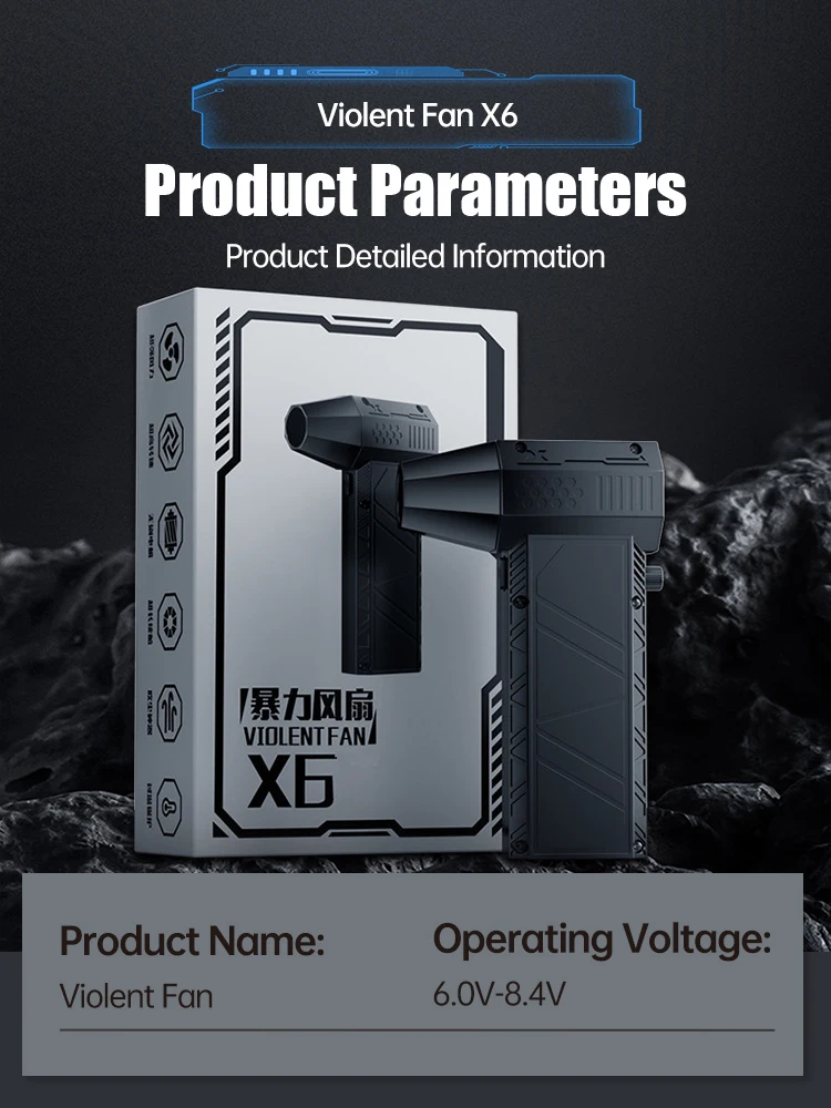 Imagem -05 - Poderoso Ventilador de ar Aspirador de Poeira x6 Ventilador Violento 140000rpm Carregamento tipo c Ventos Fortes 53 m s sem Escova Turbo Jet