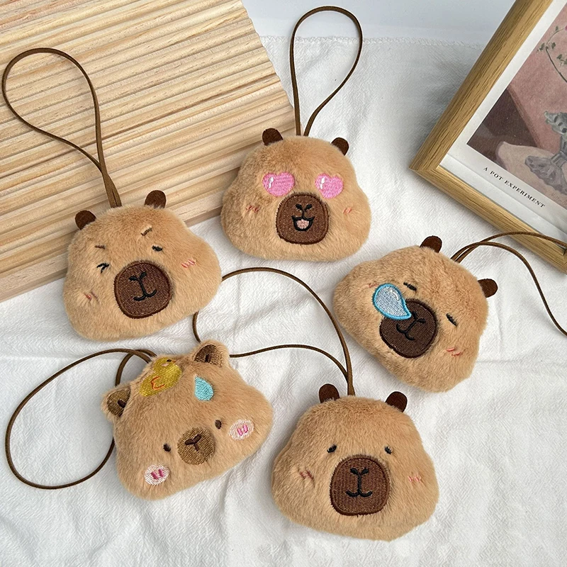 Capybara-Porte-clés de dessin animé en peluche pour enfants, jouet couineur de beurre doux, pendentif de sac, porte-clés de sac à dos, décor de voiture, cadeau