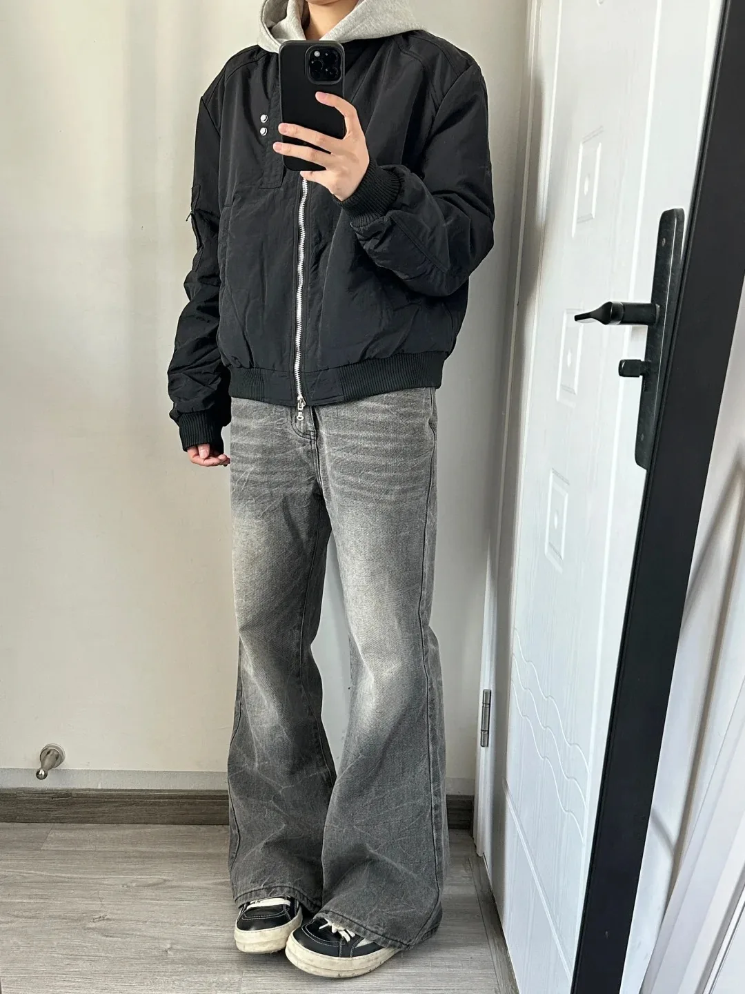 

Cement ey Wave Knife Flared Jeans Men's American High Street Cleanfit Pants Slim Straight Long Trousers Youth Faion