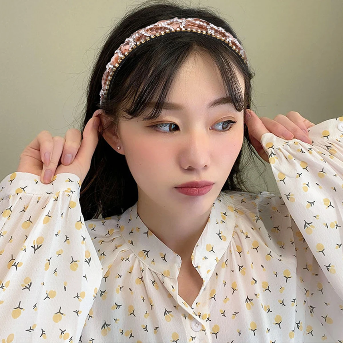 

Rhinestone Headband Crystal Hair Accessories For Women Girls Creative Decorative Simple Style Party Photo Props