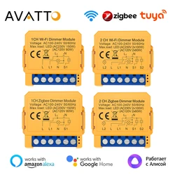 AVATTO-Módulo de interruptor de luz inteligente, atenuador con WiFi, ZigBee, Tuya, 1/2 entradas, aplicación de Control remoto para Alexa y Google Home