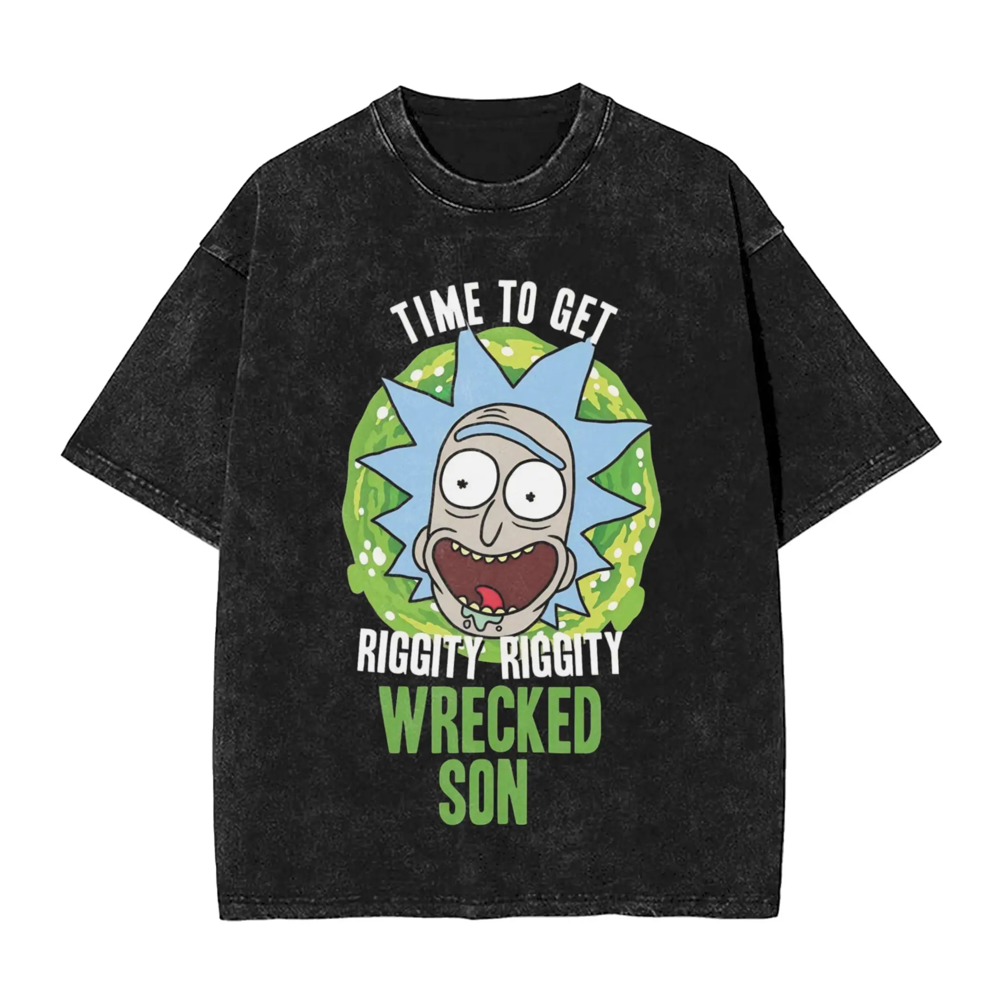 R-Rick and M-Morty Vintage Washed T-Shirts RIGGITY RIGGITY WRECKED SON Vintage Pure Cotton Tees T Shirts Birthday Gift Clothes