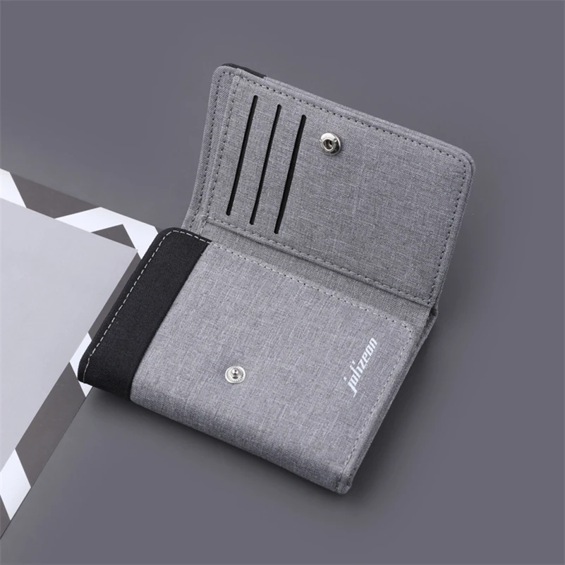 Canvas Wallet Men ID/photo Holders Black/blue/gray Card Holder Wallet Case 8 Slots Hasp Male Purse Mini Three-fold Men Wallet