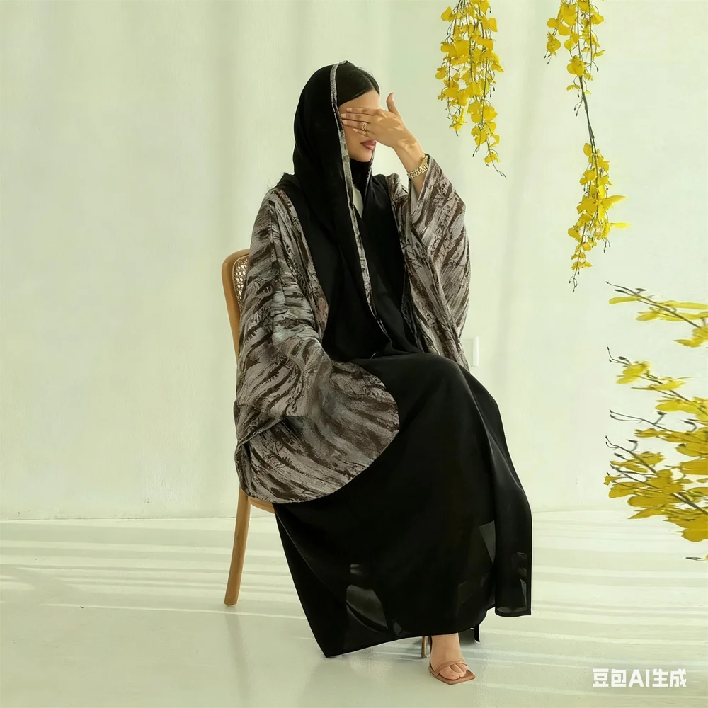 

Ид Абая Дубай Кафтан Kebaya Мусульманское женское арабское кимоно Кардиган Платье-хиджаб Скромный кафтан Халат Femme Ислам Одежда Джалабия