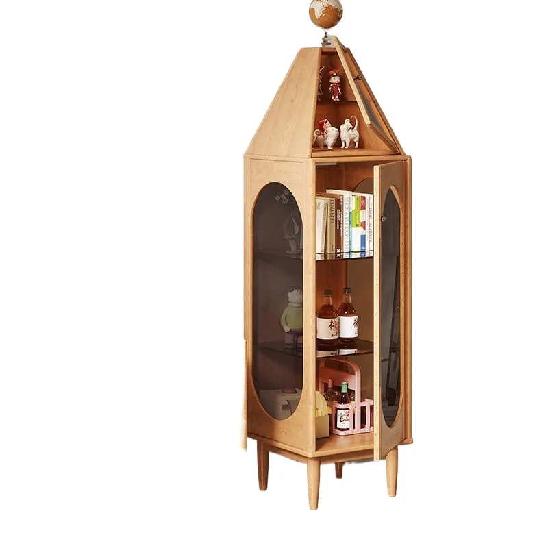 

Solid wood living room storage log wind small apartment TV side cabinet, bedroom storage locker against the wall