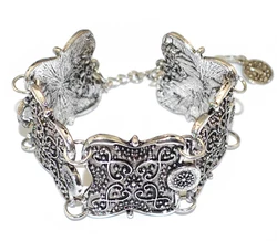 Vintage Silvery Color Tibet Carved Charm Bracelet For Women Men Butterfly Coin Bangles Gypsy Ethnic Turkish Afghan India Jewelry