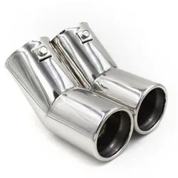 1SET Car Exhaust Tail Pipe Dual Pipes Stainless Steel Exhaust Tailpipes Muffler Tips Fit for VW Golf 4 Bora Jetta