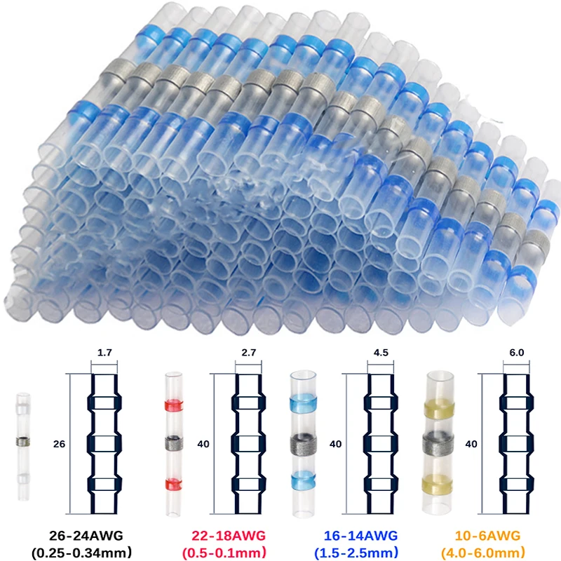 

20/50Pcs Set Electrical Wire Soldering Connectors Heat Shrink Solder Butt Splice Terminals 5.0mm Waterproof Seal Connectors Kits