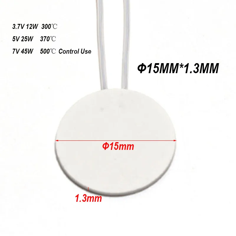 1PC Circular Φ15MM*1.3MM High Temperature Ceramic Heater MCH Alumina heating Plate 3.7V 5V 7V 500℃ Thermal Conductivities