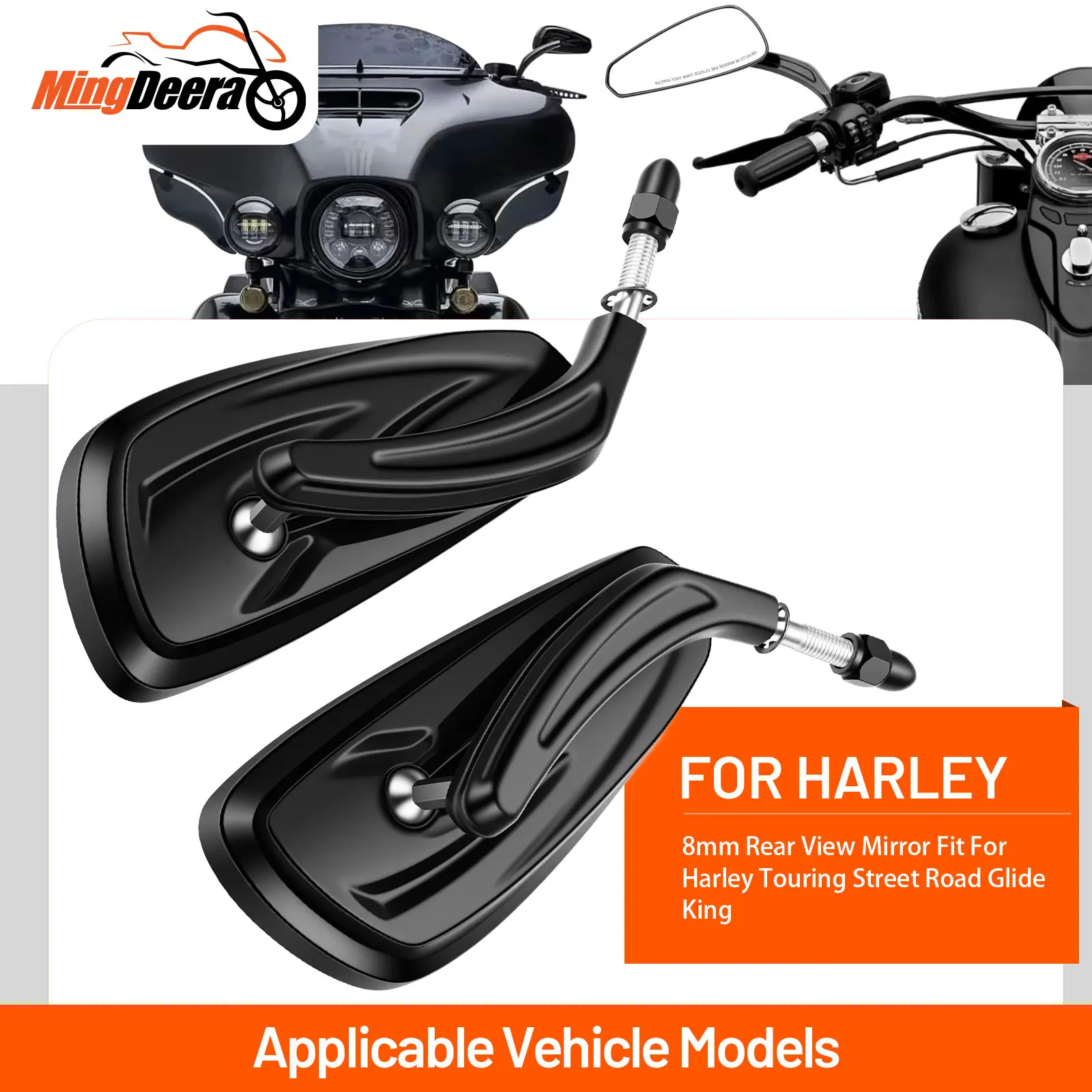 

One Pair Chrome Motorcycle Rearview Rear View Mirror For Harley 1982-later Motorcycle Mirror Left and Ringht