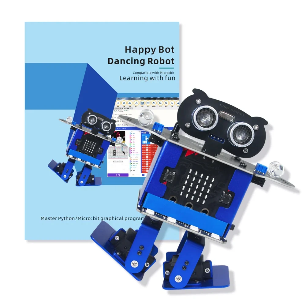 

Робот-гуманоид Happybot Biped для танцев, программирование на Scratch 3.0, графическое программирование, Microbit, STEM-игрушка для детей