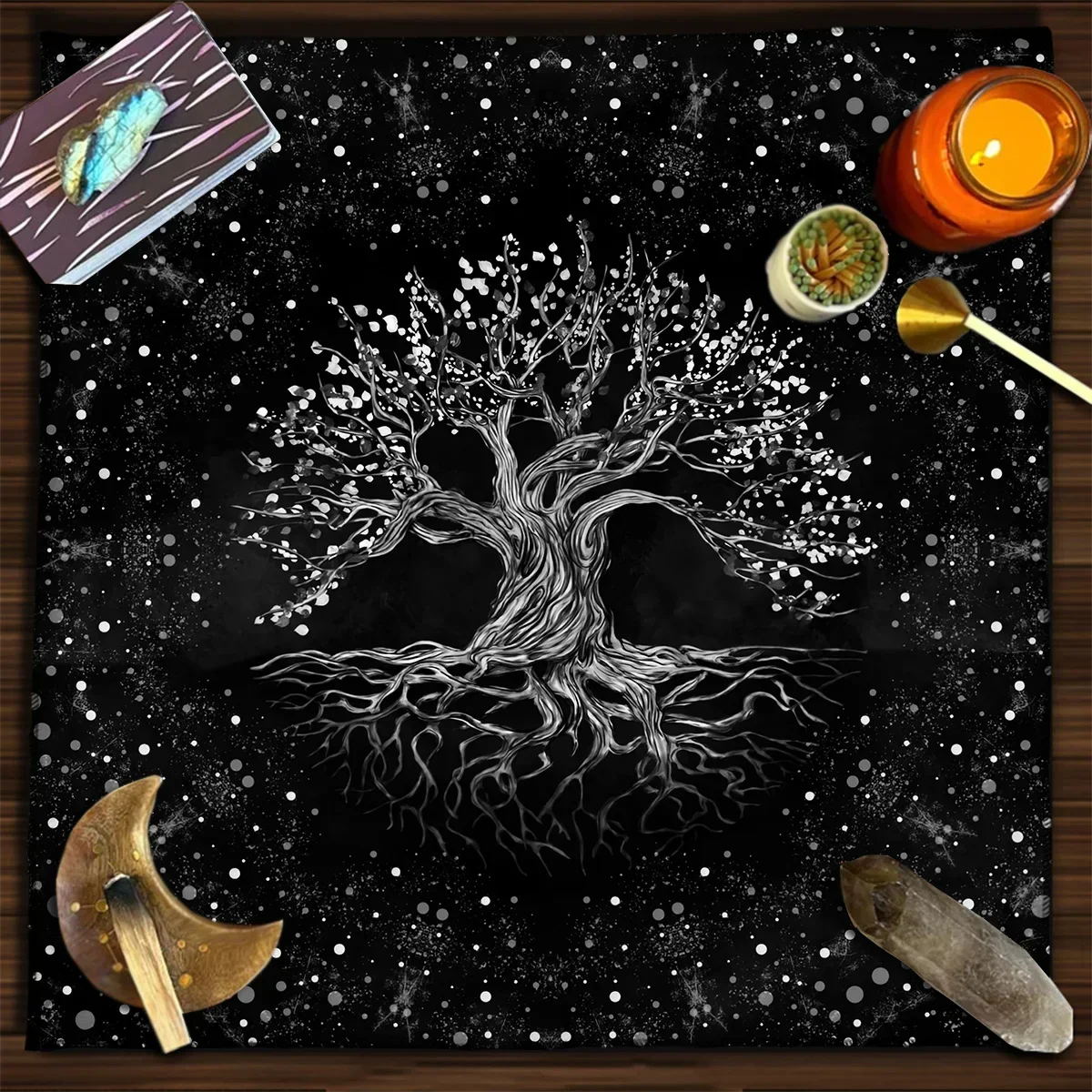 Life Tree Tarot Tablecloth Altar Cloth Spiritual Oracle Card Pad Tarot Spread Cloth Witchcraft Astrology Oracle For Room Decor