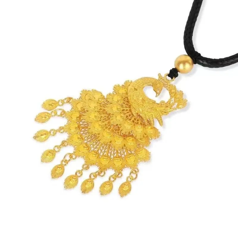 قلادة على شكل فينيكس من الذهب الأصلي عيار 9999 عيار 24 قيراط، هدية مجوهرات فينيكس ذهبية للسيدات لحفلات الزفاف #5