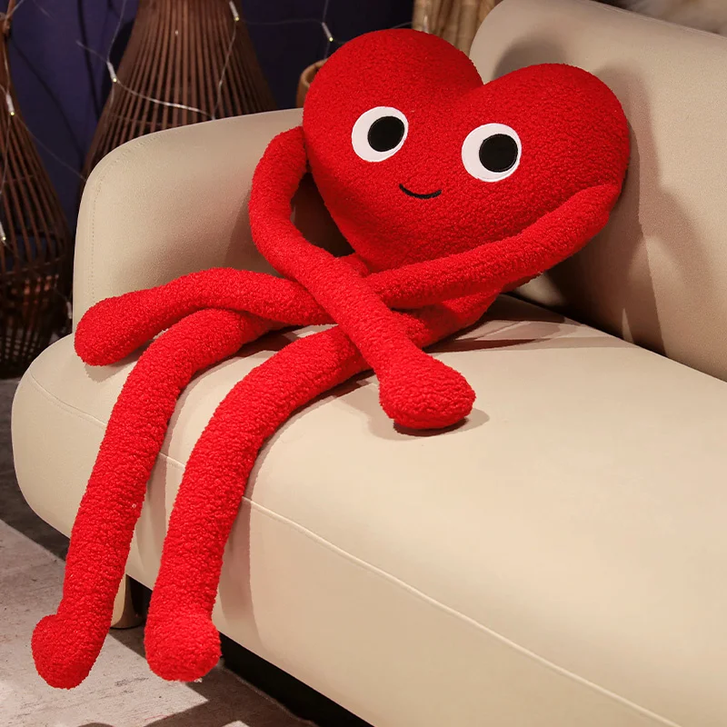 100CM Long Arms Legs Cute Love Heart Plush Decorative Cushion Pillow for Sofa Chair Home Decoration