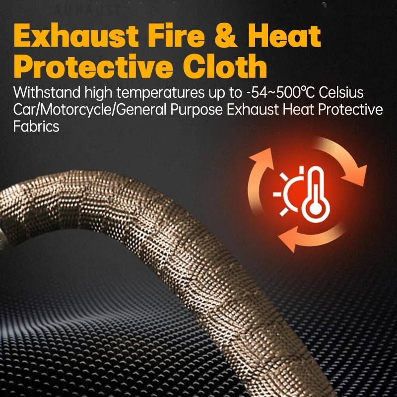 5m Roll Fiberglass Heat Shield Motorcycle Fiberglass Heat Shield Tape Exhaust Thermal Tape High temperature with Stainless Ties image 3