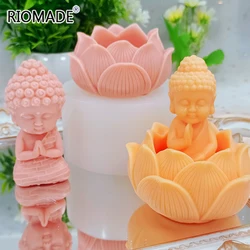 3D Buddhist Monk Lotus Seat Silicone Mold DIY Aromatherapy Gypsum Home Decoration Crafts Tathagata Buddha Handmade Candle Mould