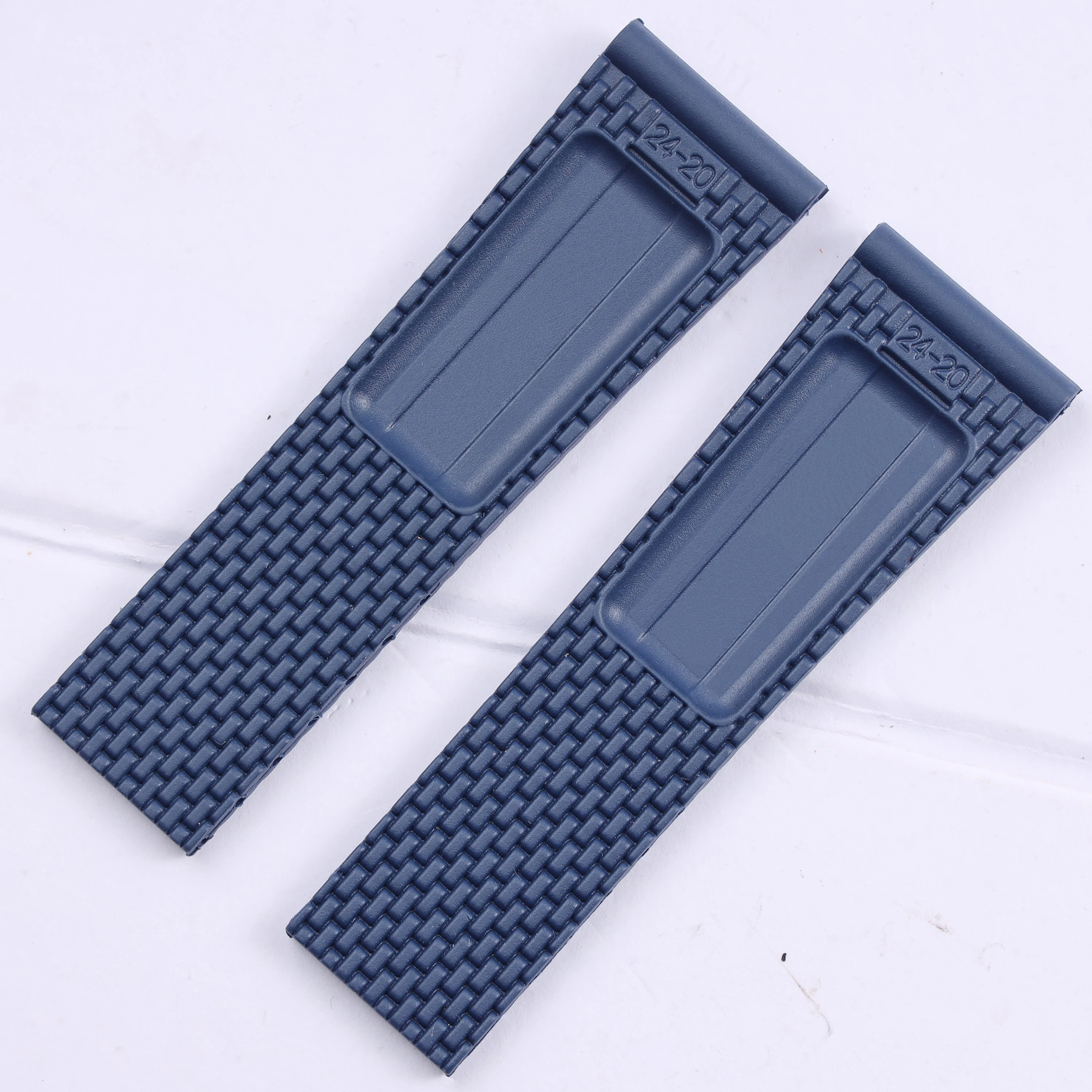 Quality 22mm 24mm Black Blue Soft Woven Rubber Watchband For Breitling Strap Waterproof Superocean Wristband Deployment Clasp