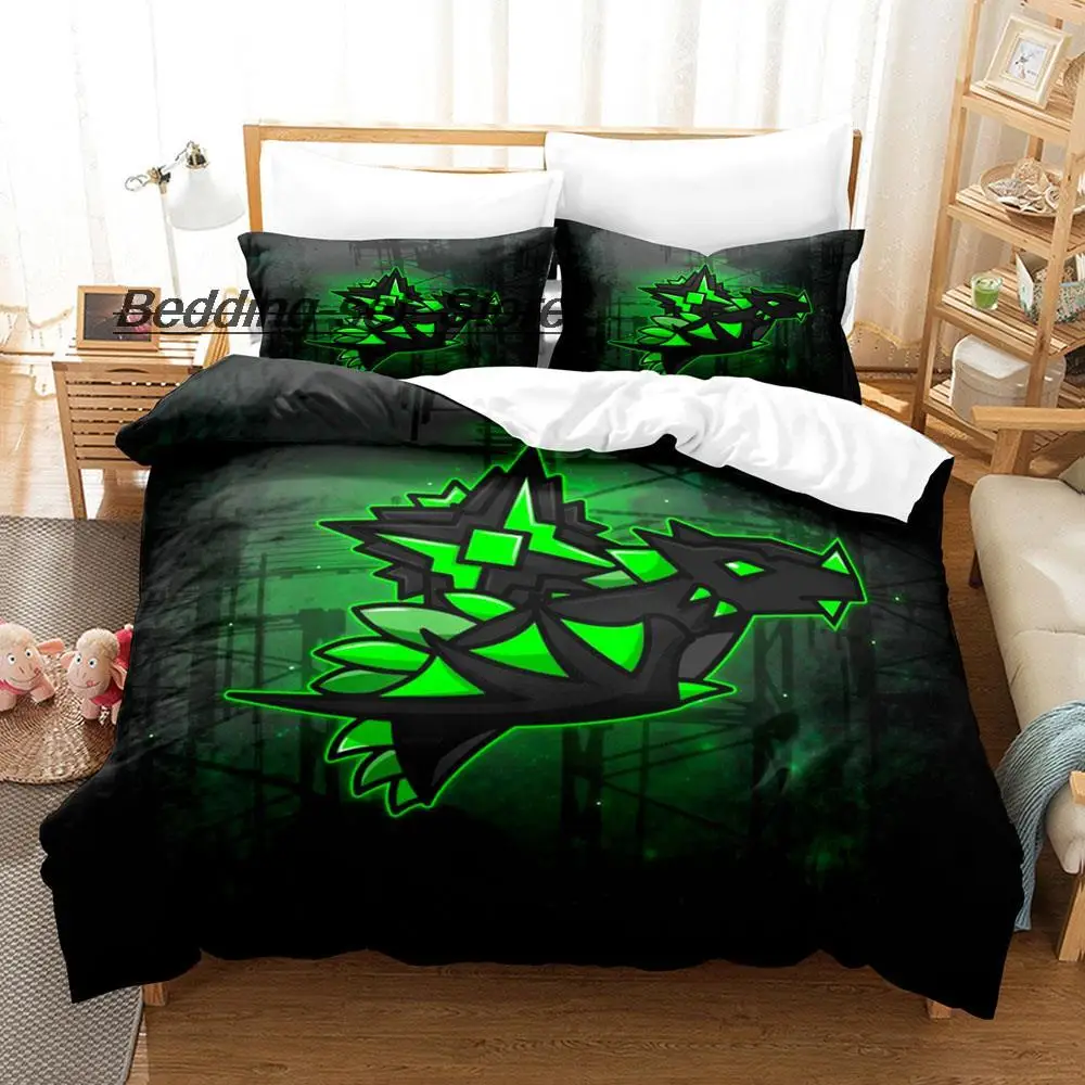 Angry Geometry Dash Bedding Set Single Twin Full Queen King Size Bed Set Game Bedroom Duvetcover Sets Anime Bed Sheet Set