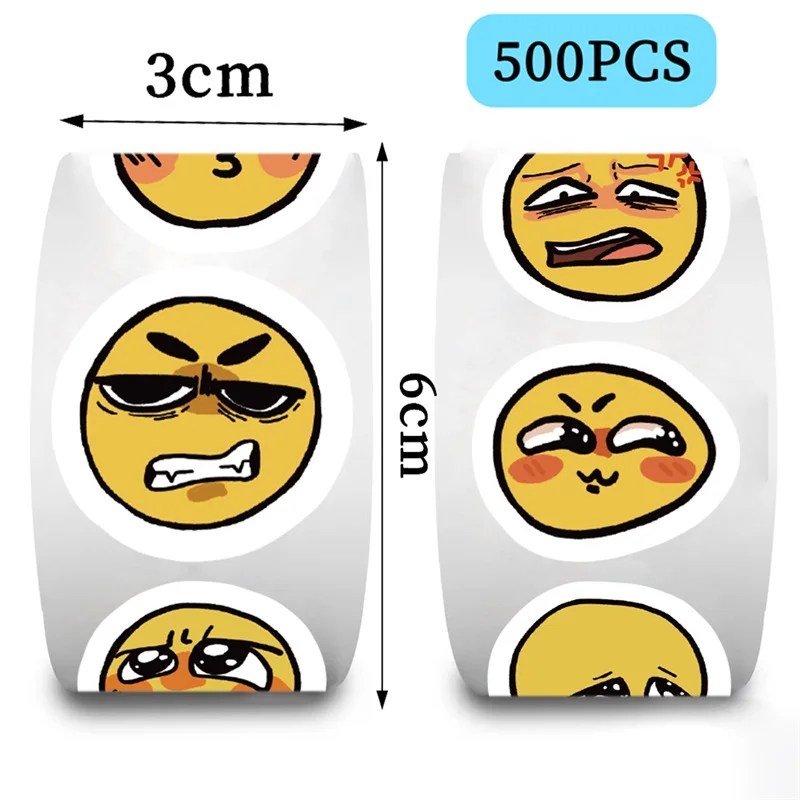 500PCS Animated Face Thank You Sticker Aesthetic Labels Sealing Stationery DIY Hand Accounting Decoration Scrapbooking Supplies