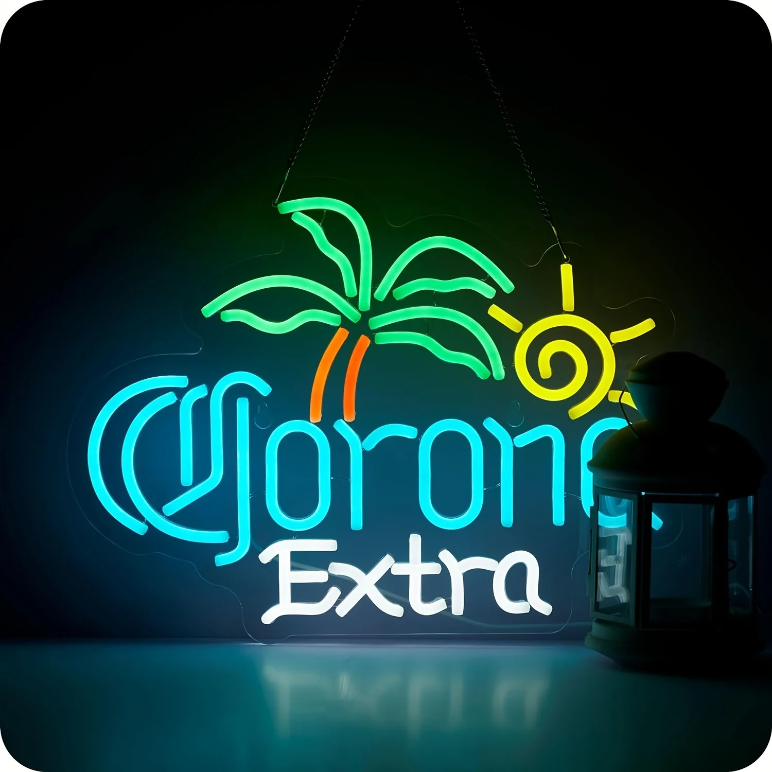 

Palm Tree Coron Extra Neon Sign — Яркое световое искусство для мужской пещеры, спортивных баров и пабов — Прочный декор для пивного магазина