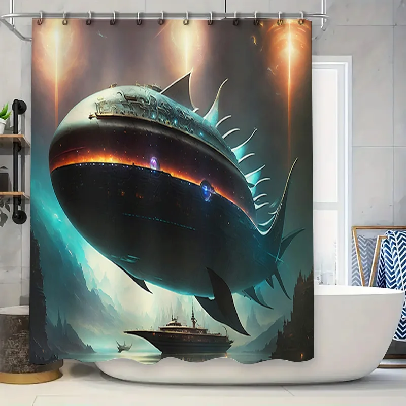 

Занавеска для душа Immersive Space Odyssey, в стиле Sci-Fi, футуристический дизайн для украшения ванной комнаты, очень большой размер 72x78 дюймов