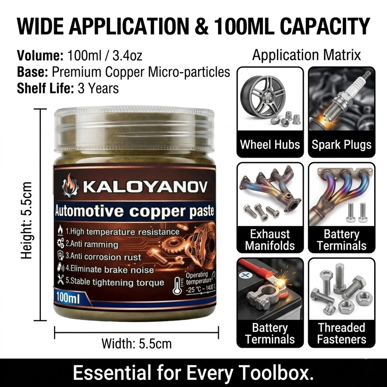 SIKEZHAN 100ml High-Temp Copper Anti-Seize Paste | Rust-Proof Brake & Exhaust Lubricant with Brush for Car Maintenance