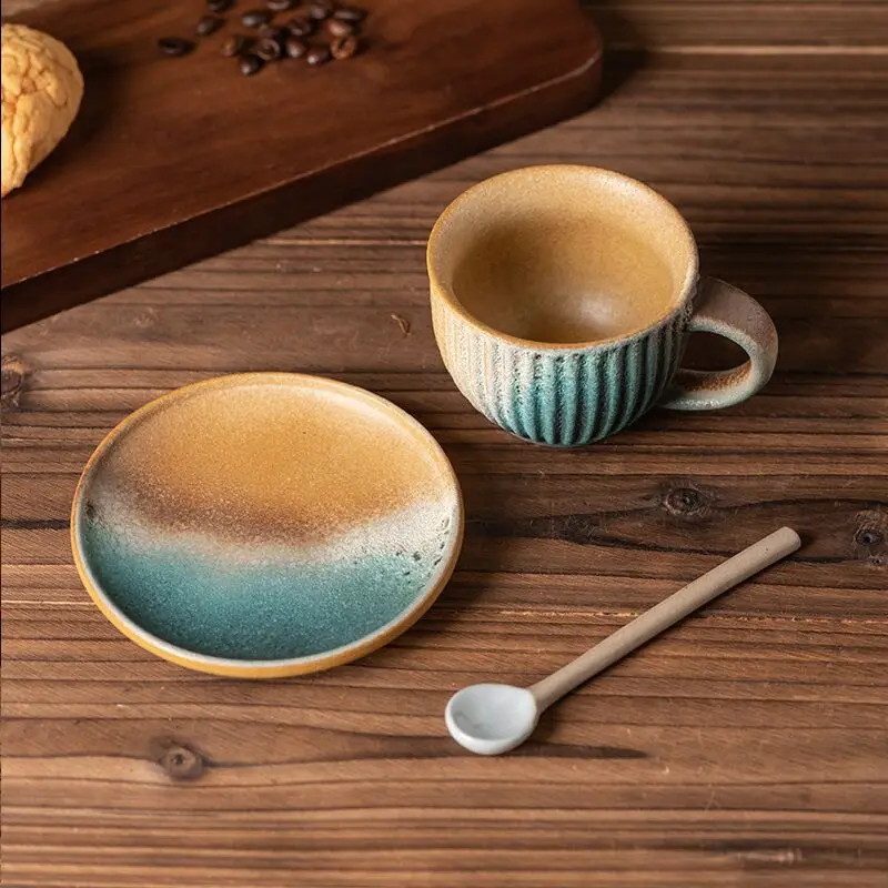 Japanische Vintage Keramik Kaffeetasse Frühstück Milch becher Wasser Tasse Latte Kaffeetasse für Büro Paar Tasse Geschenk für Freunde