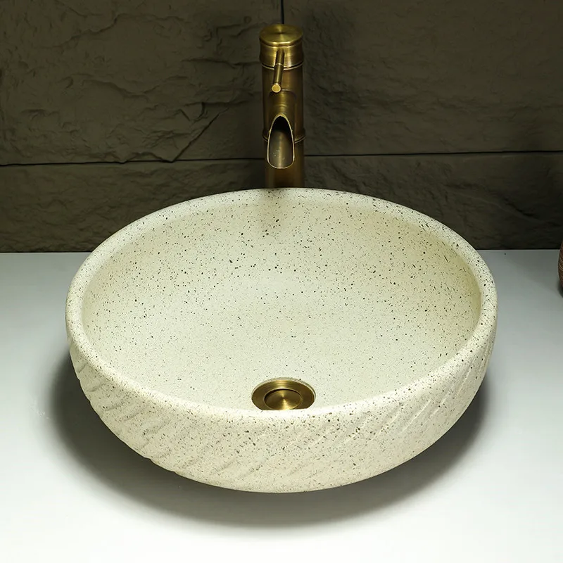 

Retro Washbasin Ceramic Courtyard Outdoor Balcony Creative Art Washbasin Famous Guest Home Hotel Countertop Washbasin