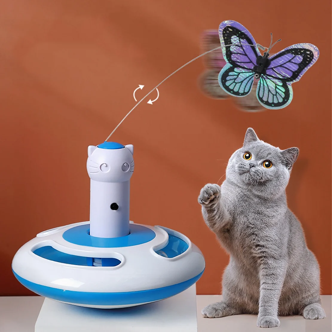 ABNM Cat التفاعلية القط مضحك ممارسة رفرفة كهربائية الدورية هريرة القط دعابة مع استبدال