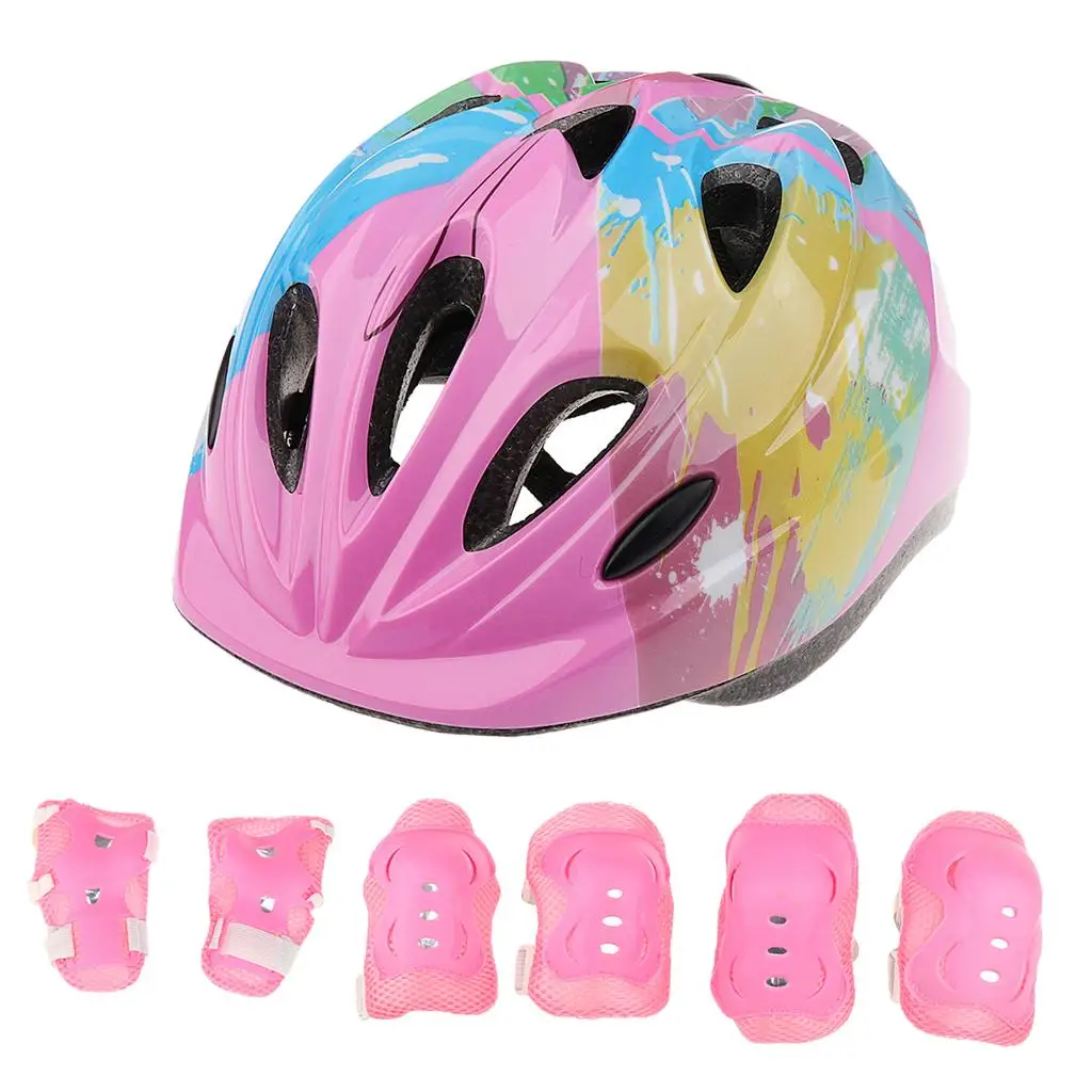 

Kids Roller Skate Helmet and Pads 7 Pieces Child Protective Set for Bicycle Scooter Skating Outdoor