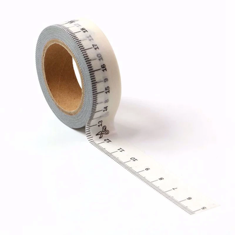 1 pièce Règle de mesure décorative Washi Tape, papier japonais bricolage, scrapbooking, journal, ruban de masquage adhésif, papeterie Kawaii, 10m