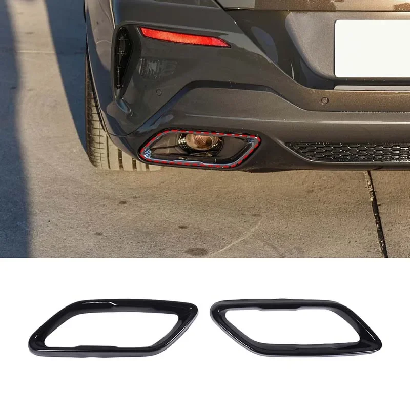 

For 2021 BMW 8 Series (2-door version) tail throat decorative frame Car exhaust hole decorative frame Stainless steel Gloss blac