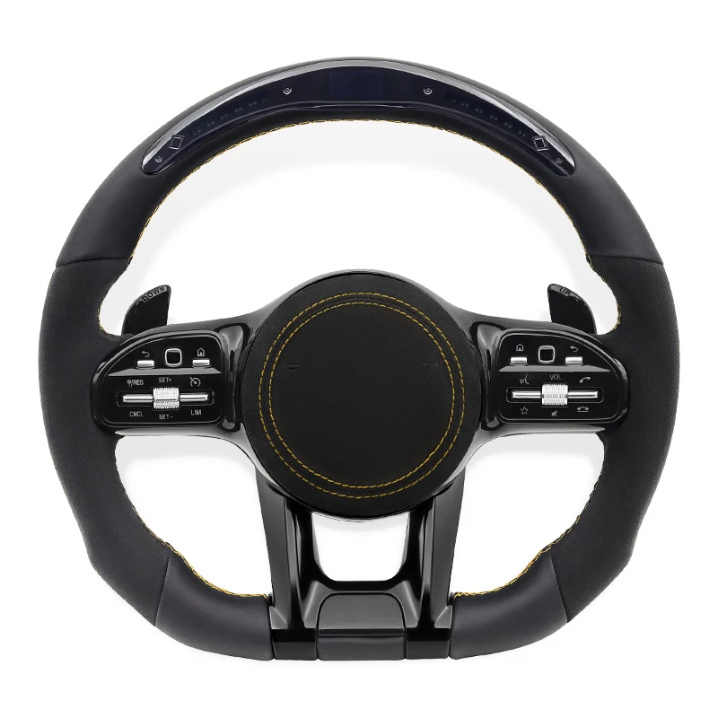 LED Carbon Fiber Steering Wheel  D-Shape Flat Bottom For Mercedes-Benz W117 W166 W177 W204 W205 W221 W222 C36 G36 GLS GLC GLB