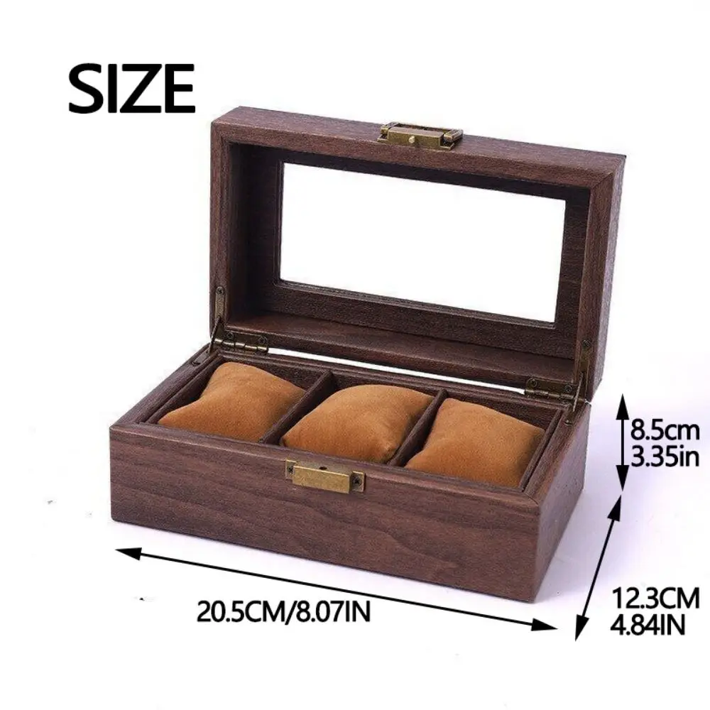 Vintage Watch Collection Box Wood Grain PU Leather Watch Bracelet Display Case Brown Equipped with Buckle Lock