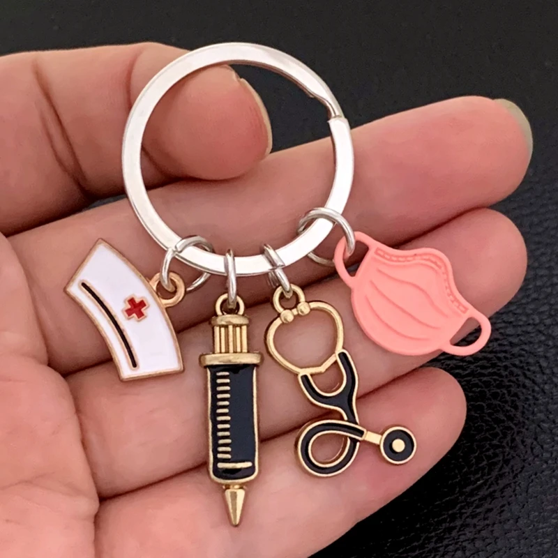 NEW/Creative Doctor Medical Tool Pendant Keychain Stethoscope Syringe Face Mask Key Ring Nurse Medical Gift Keychain Souvenir