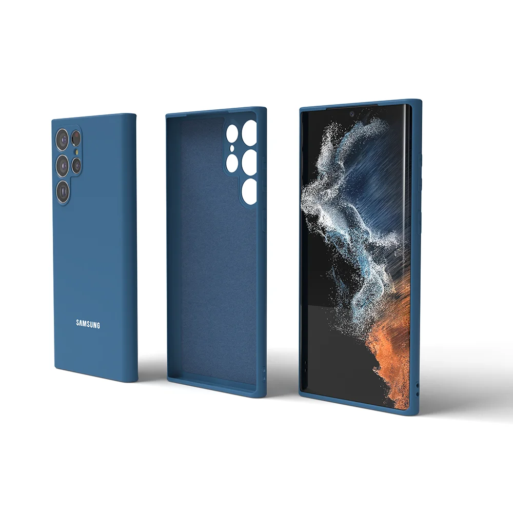 حافظة لهاتف سامسونج جالاكسي S25Ultra S24Ultra S24 S23 S22 S21 S20 Ultra Plus S23FE S21FE S20FE غطاء خلفي من السيليكون السائل