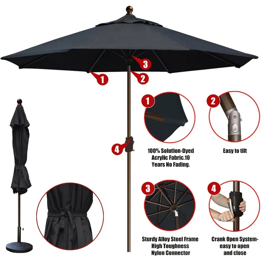 مظلة فناء خارجية بطول 10 أقدام غير قابلة للتلاشي لمدة 10 سنوات مع تهوية لسطح الحديقة وجانب حمام السباحة للاستخدام المتين لطاولة السوق السوداء #5