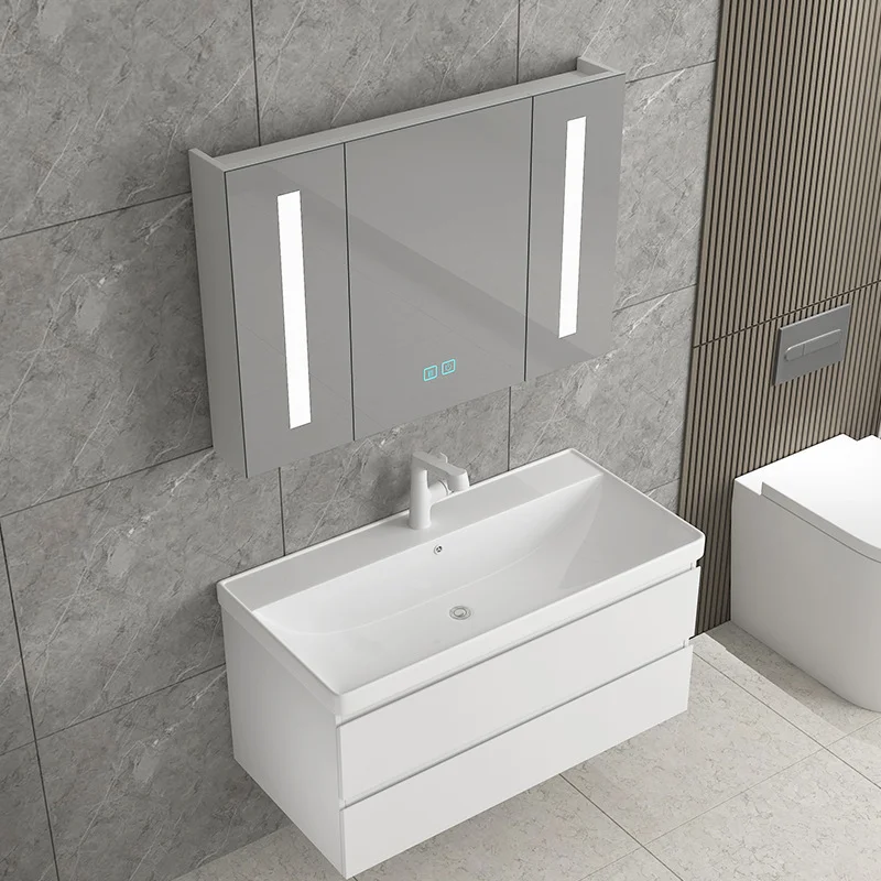 Popular Style Wall Mounted European Style Mirror Simple Modular Modern Bathroom Vanity Cabinet