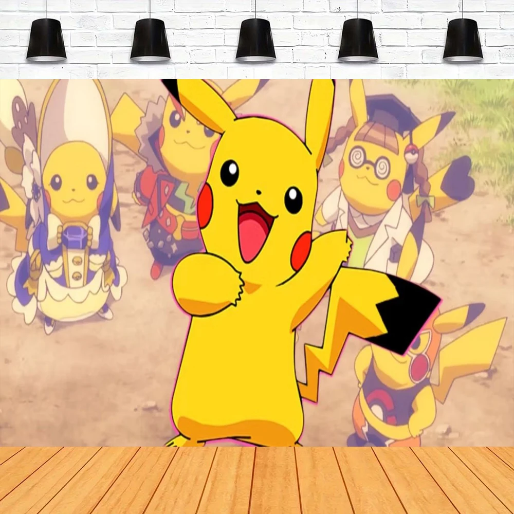 写真撮影の背景ポケモンピカチュウポスターベビーシャワー子供の誕生日パーティーの背景寝室の装飾バナーはカスタマイズすることができます