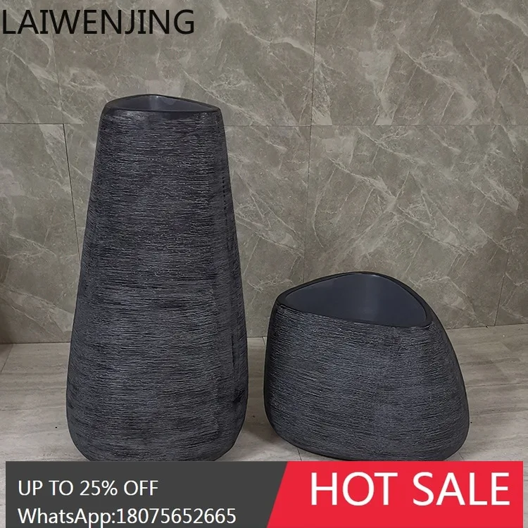 MJY Nordic Horizontal Stripe Triangle Water Drop Shape Fiberglass Floor Vase Model Room Decoration