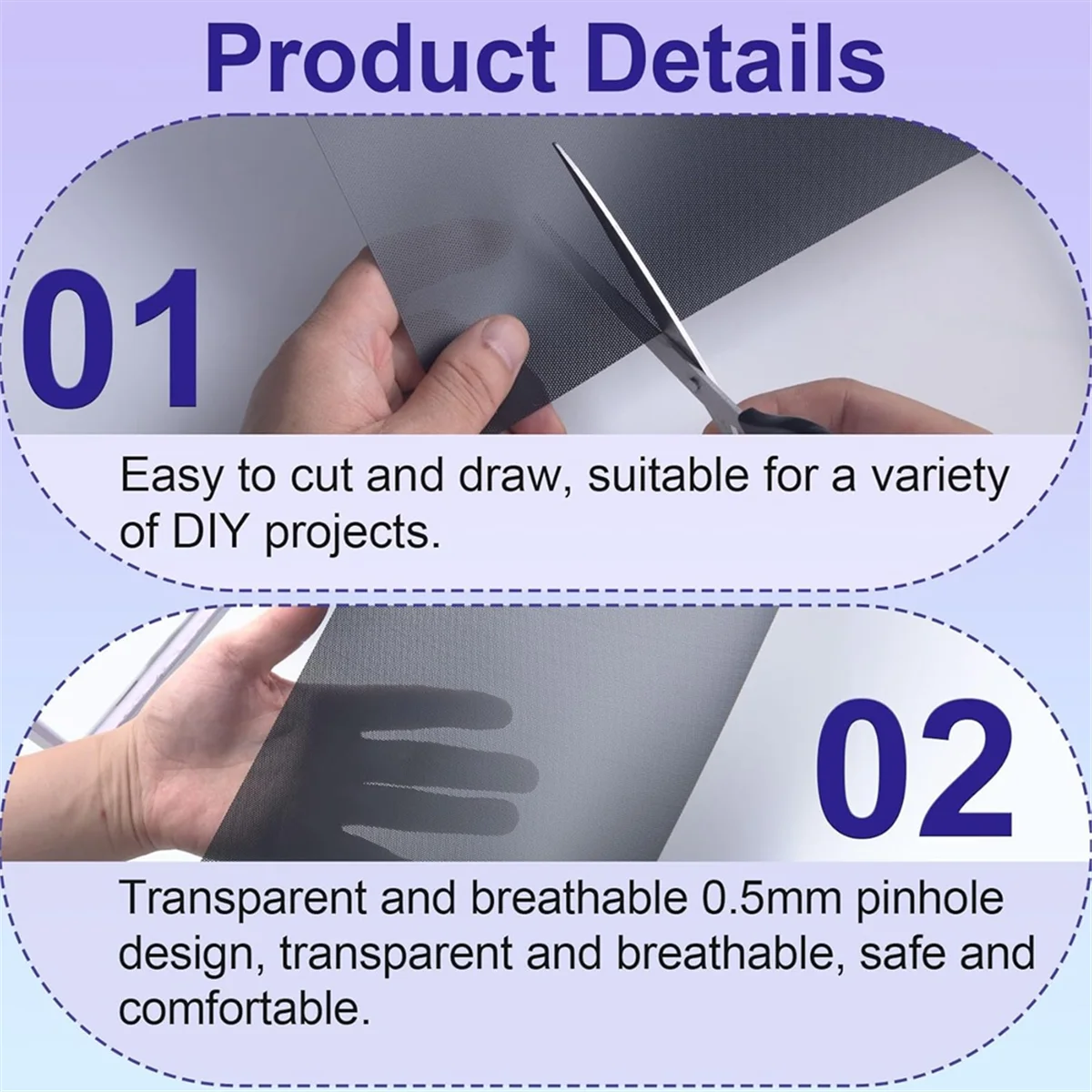 A79G 5매 0.5mm 퍼슈트 눈망, 방수 프린터블 아이넷 (퍼리 코스프레, 소품, 퍼슈트 공예용, 검정색)