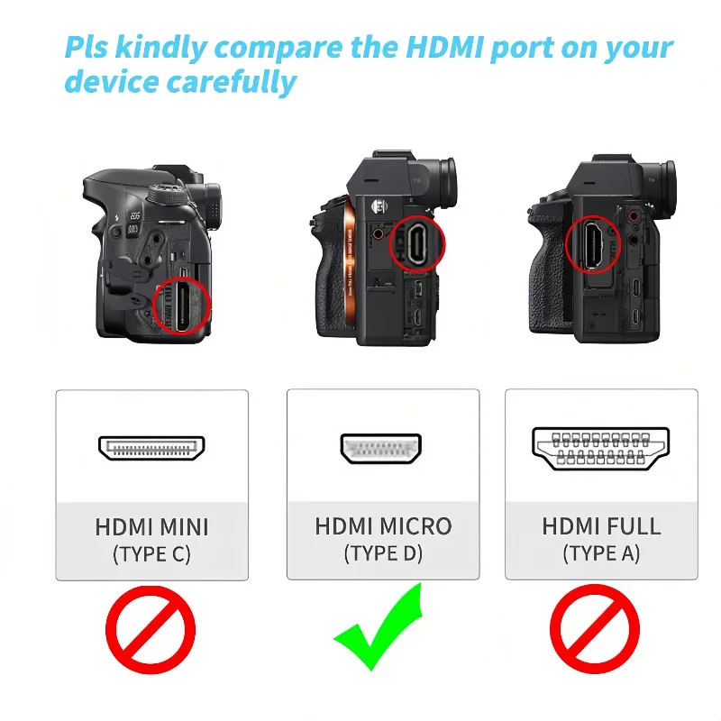 4K@60Hz Micro/Mini HDMI zu HDMI Kabel 18Gbps 2K@120Hz HDMI 2.0 HDR ARC für Kamera Sony Nikon Monitor Projektor HDTV Kamerakabel – Detail 2