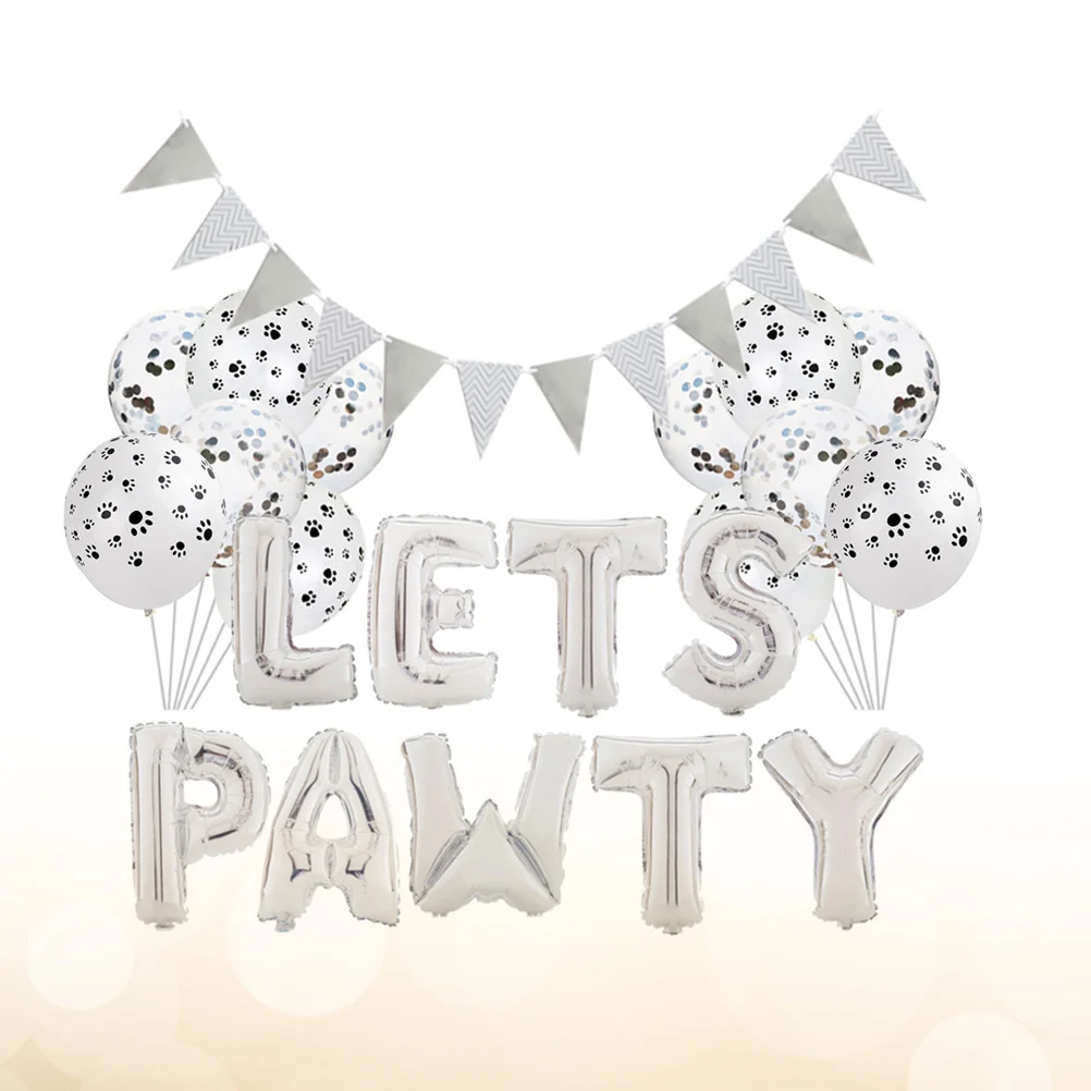 

1pc 12 Inch Pet Party Balloon Set Sequins Printed Foil Latex Balloons For Birthday Festival Decoration Party Supplies Aluminum