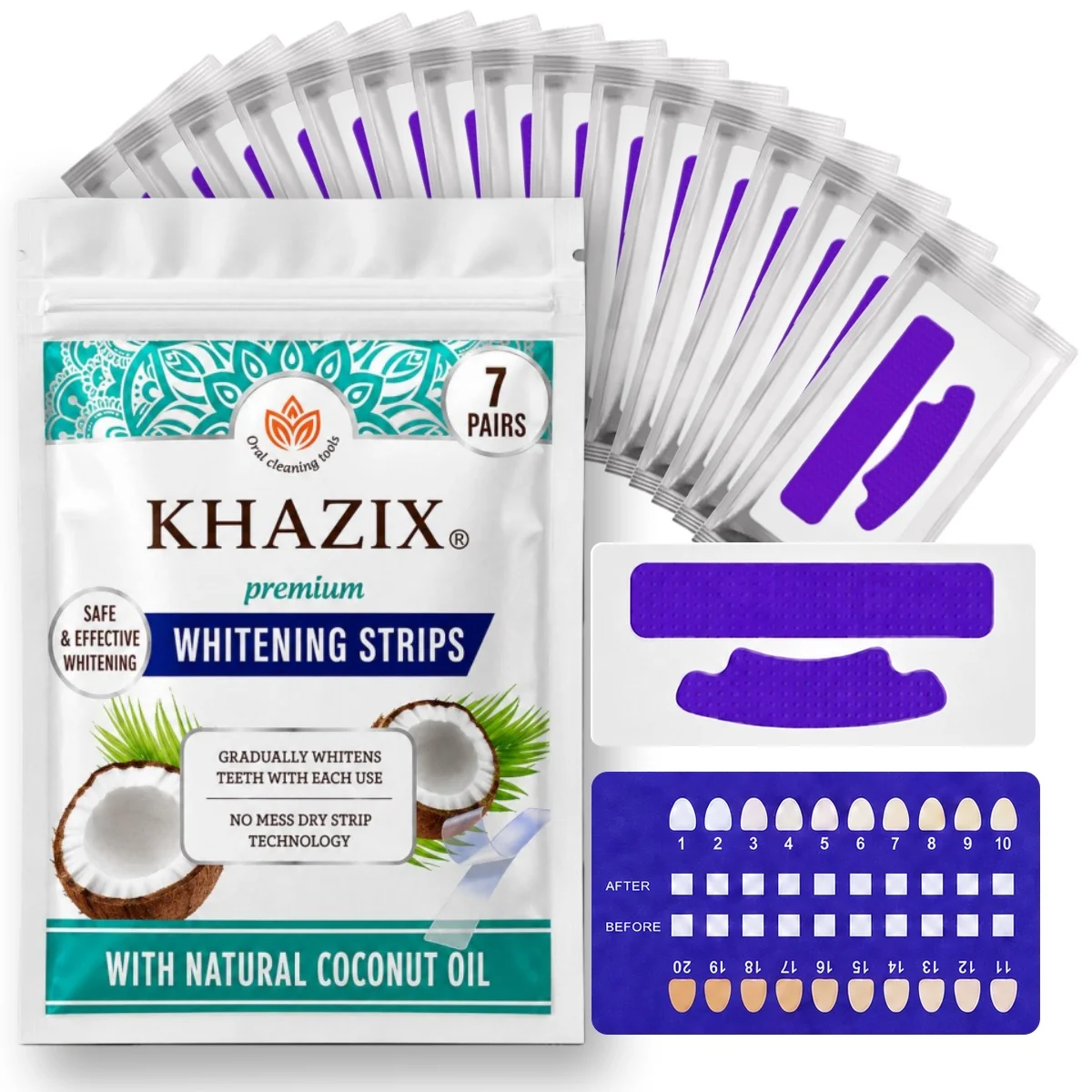 1/7 Pairs Teeth Whitening Strips for Whiter-Looking Smile, Flexible Tooth Strips Easy to Apply for Daily Cosmetic Care