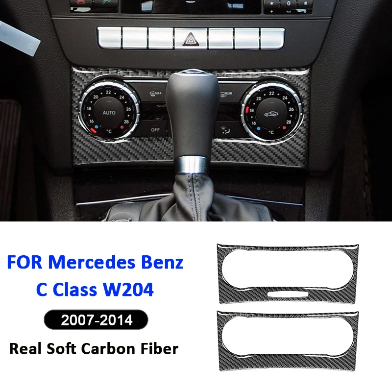 

For Mercedes Benz C Class W204 2007-2014 Carbon Fiber Car Center Air Conditioning Adjusting Knob Panel Frame Decorative Sticker