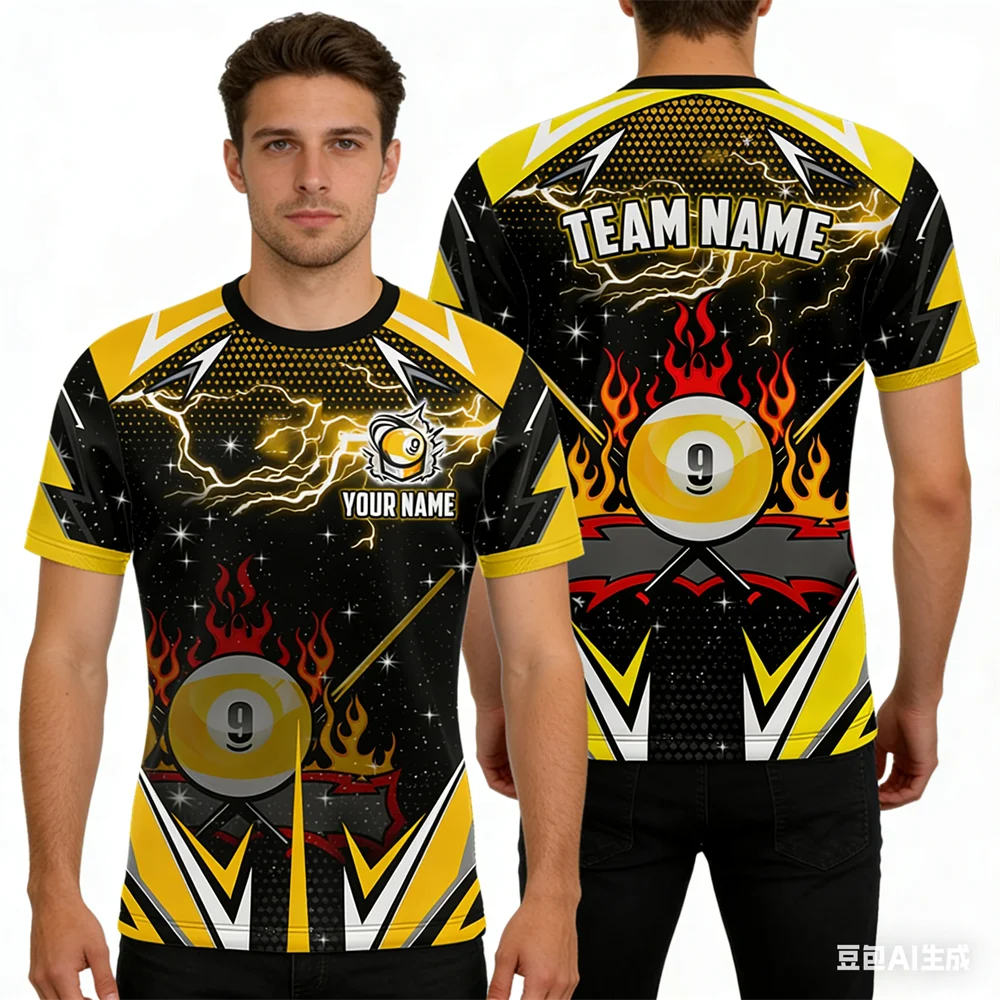 

Fashion BilliardsGraphic Men's T-shirt 3D Print Personalized Team Name Unisex Clothing Oversized Breathable O-neck Short Sleeve