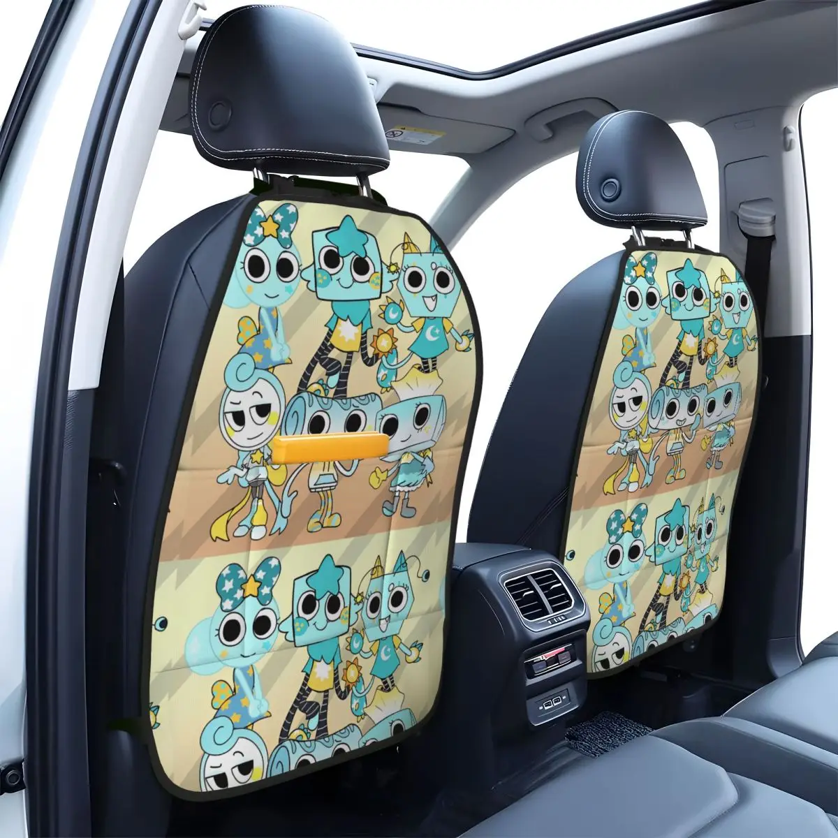 Dandys World Cartoon Game Funny Design Car Seat Back Protector Waterproof Anti Kick Dirty Mat with Storage Bag for Children Baby