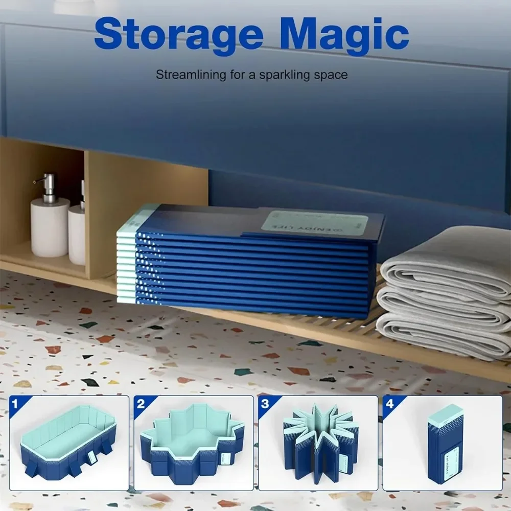 113in Foldable Swimming Pool Non-Inflatable Above Ground Kiddie Pool(Blue)