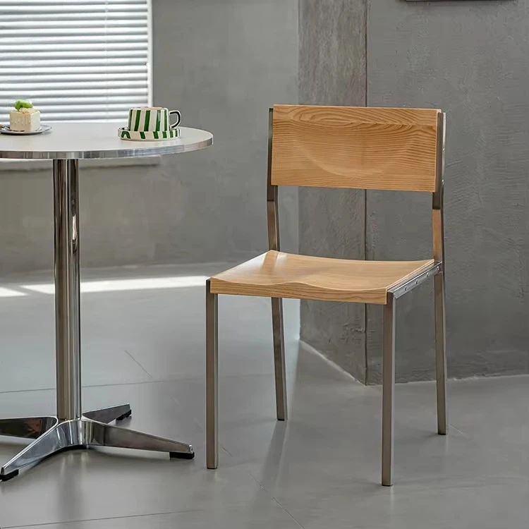 Modern style hotel restaurant wooden dining chairs villa living room metal frame chair furniture